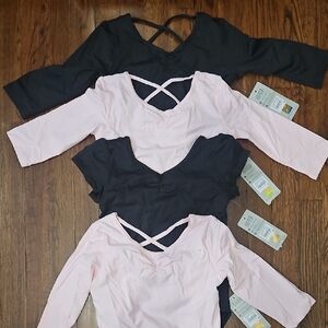 Women's Black and Pink Crisscross Tops